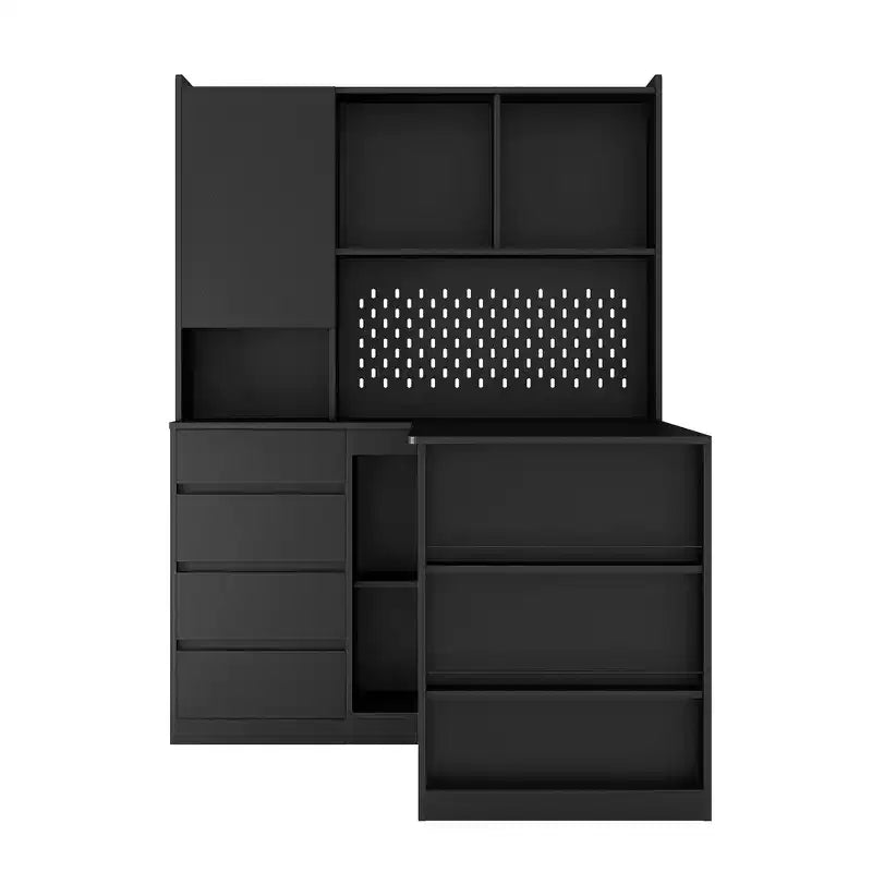 Hoekbureau van 46 inch in L-vorm met boekenplank en lades