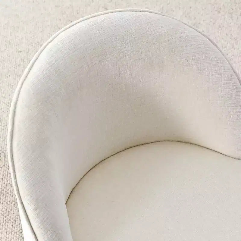 Moderne eethoek voor 6 personen, ronde eettafel met centrale voet, draaibare kuipstoelen op wieltjes, chenillestof met structuur - Panipeachy