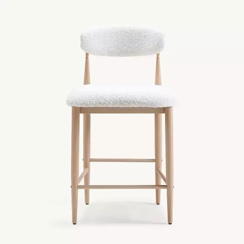 Bouclé-Barhocker ohne Armlehnen, 4er-Set, mit Metallbeinen in Holzoptik für Küche, Wohnzimmer, Restaurant und Café - Morden Fort