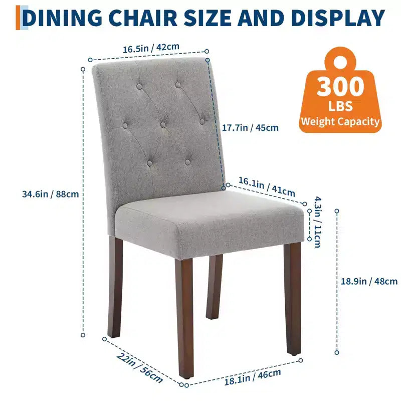 Set van 6 / 4 Parsons-eetkamerstoelen met knoopstiksels - gestoffeerde keukenstoelen van stof met houten poten en gevoerde zittingen - meubels voor woonkamer en keuken