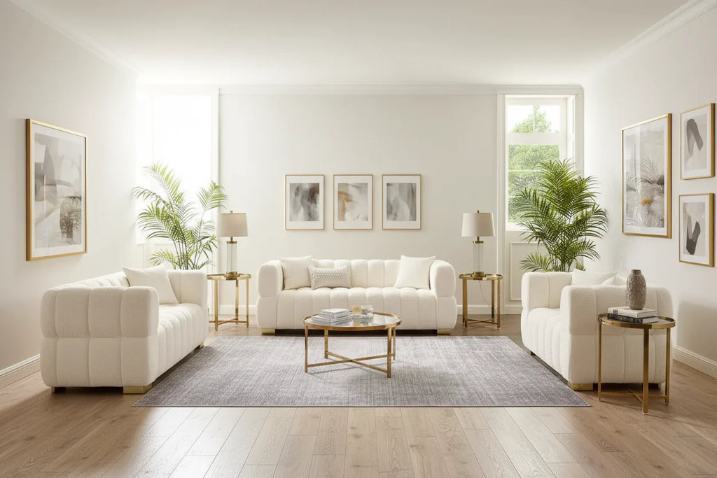 Canapé moderne de 85 en tissu gaufré, confortable pour les loisirs