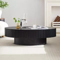 Table basse ovale/carrée minimaliste cannelée, table centrale d'appoint, frêne naturel/noyer/noir mat-ModernLuxe