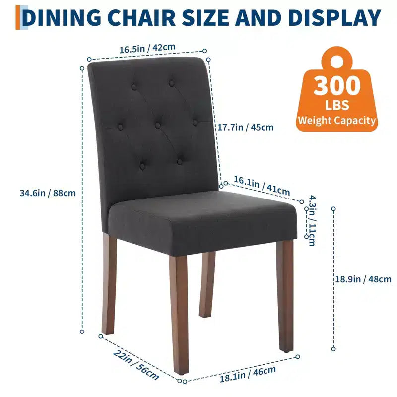 Set van 6 / 4 Parsons-eetkamerstoelen met knoopstiksels - gestoffeerde keukenstoelen van stof met houten poten en gevoerde zittingen - meubels voor woonkamer en keuken