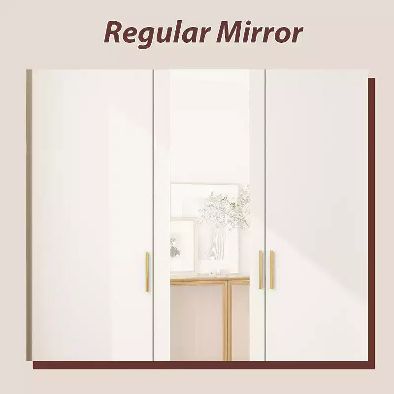 Armoire Hitow avec 2 grands tiroirs, espace central pour suspendre les vêtements et miroir, style minimaliste