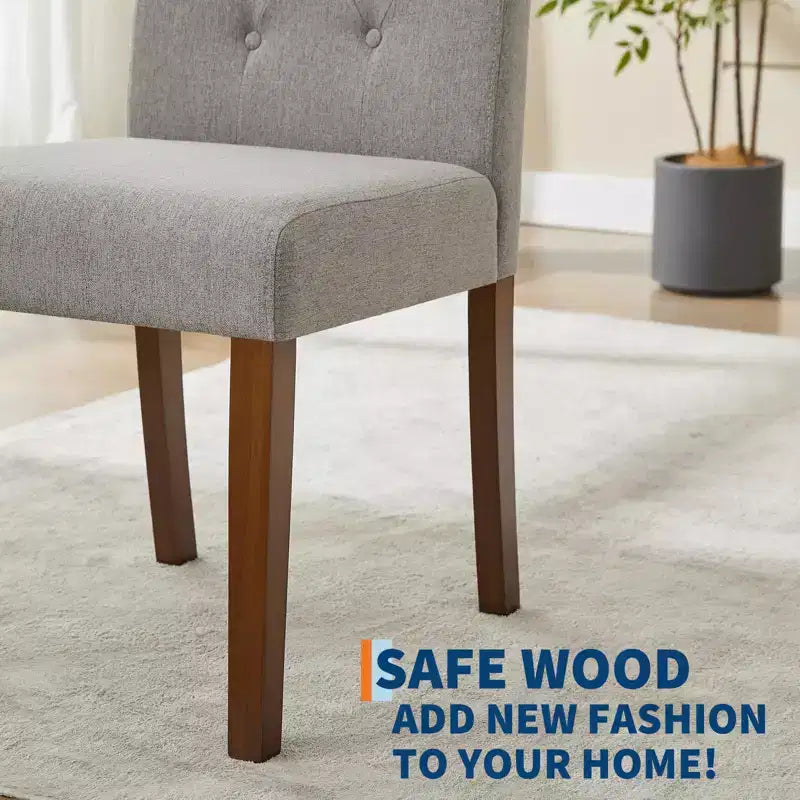 Set van 6 / 4 Parsons-eetkamerstoelen met knoopstiksels - gestoffeerde keukenstoelen van stof met houten poten en gevoerde zittingen - meubels voor woonkamer en keuken