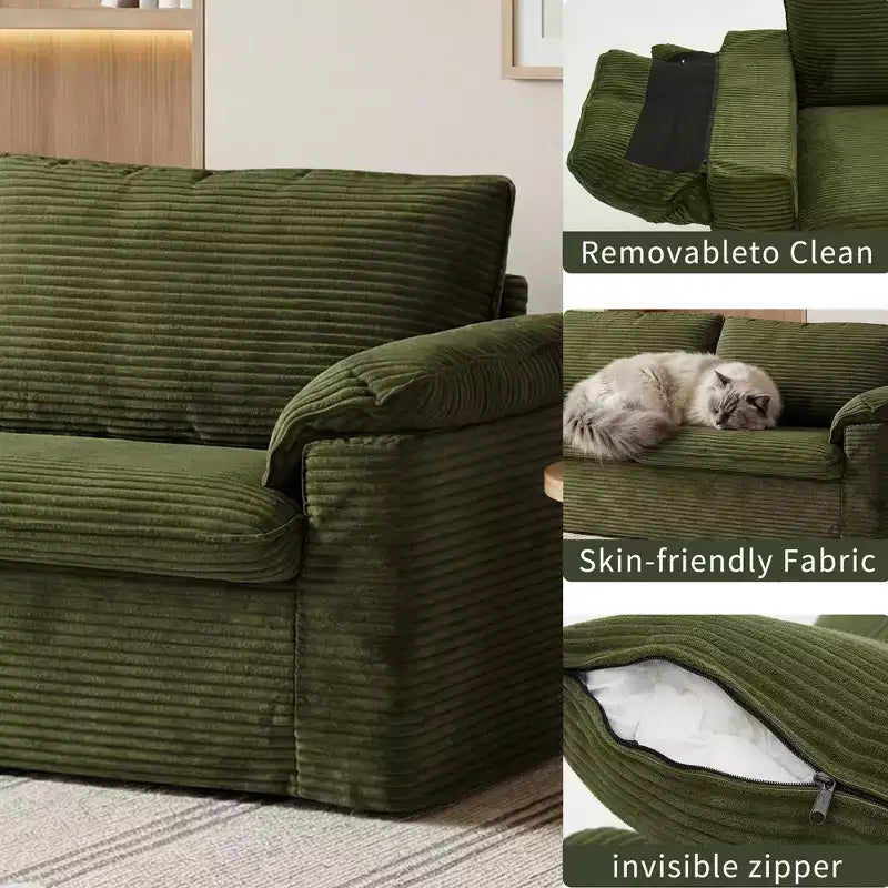 Divanetto a due posti Dyonery 86 Cloud, seduta profonda e cuscini con braccioli larghi, struttura robusta, design ergonomico traspirante