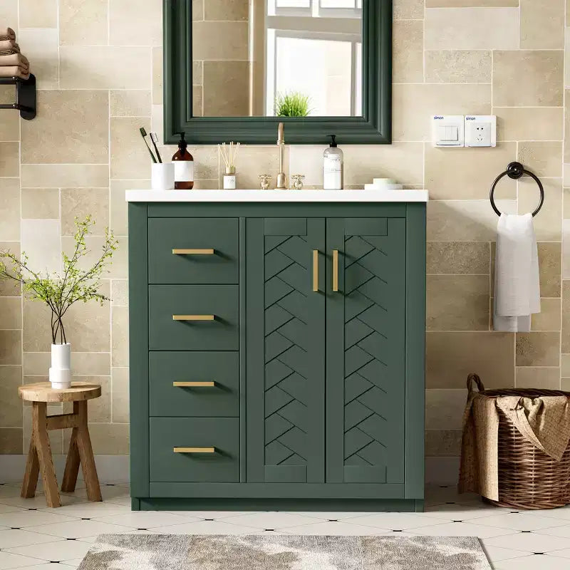 Meuble-lavabo de salle de bain 30 avec lavabo et 3 tiroirs ??Noir / Bleu / Vert / Indigo / Blanc