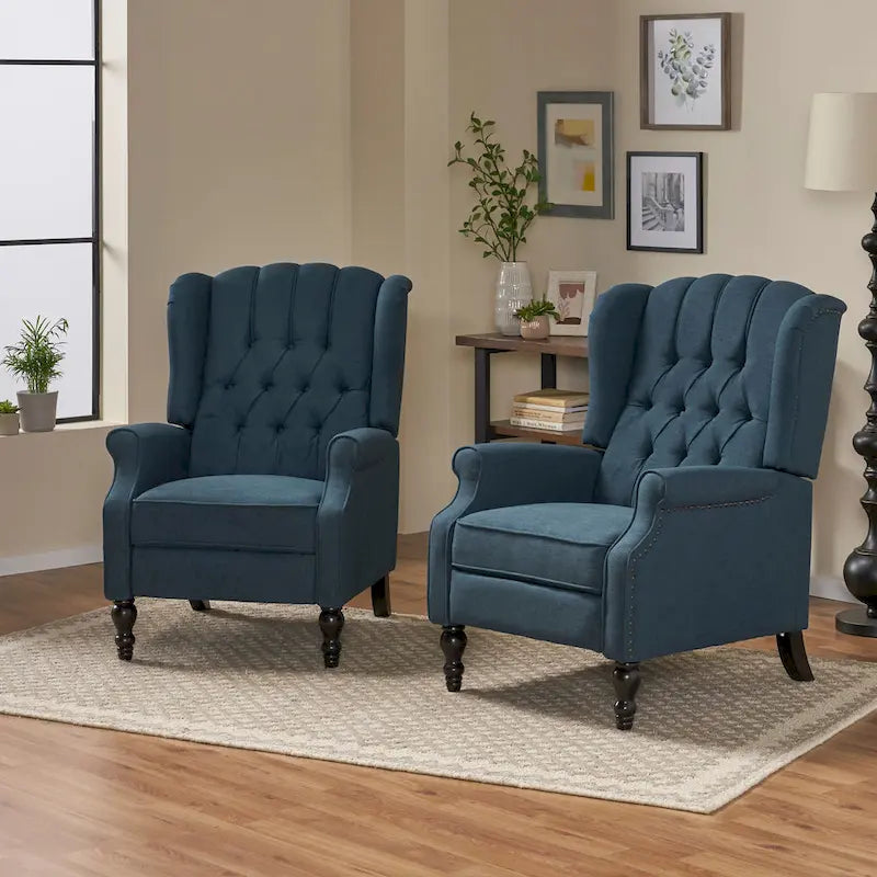 Fauteuils inclinables en tissu capitonné Walter (ensemble de 2) par Christopher Knight Home