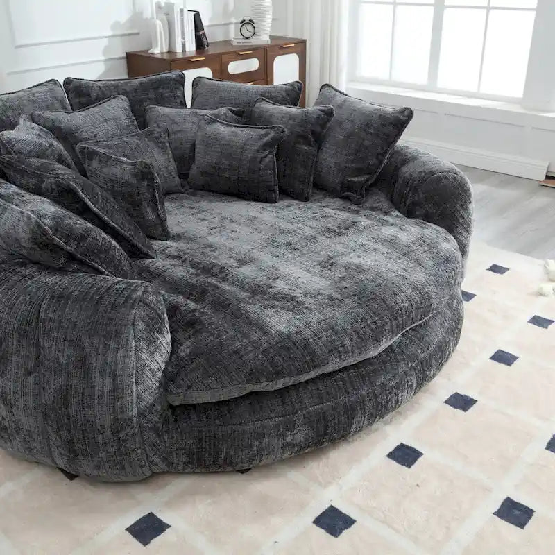 Comodo divano letto matrimoniale a forma di pagnotta, formato extra-large con braccioli