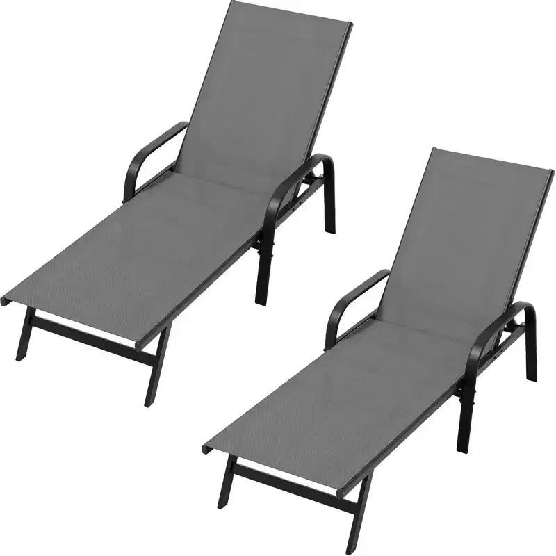 Set di 2 sedie a sdraio da esterno, reclinabili regolabili in 5 posizioni, tessuto Textilene, chaise longue da piscina da 76 per patio, giardino e bordo piscina