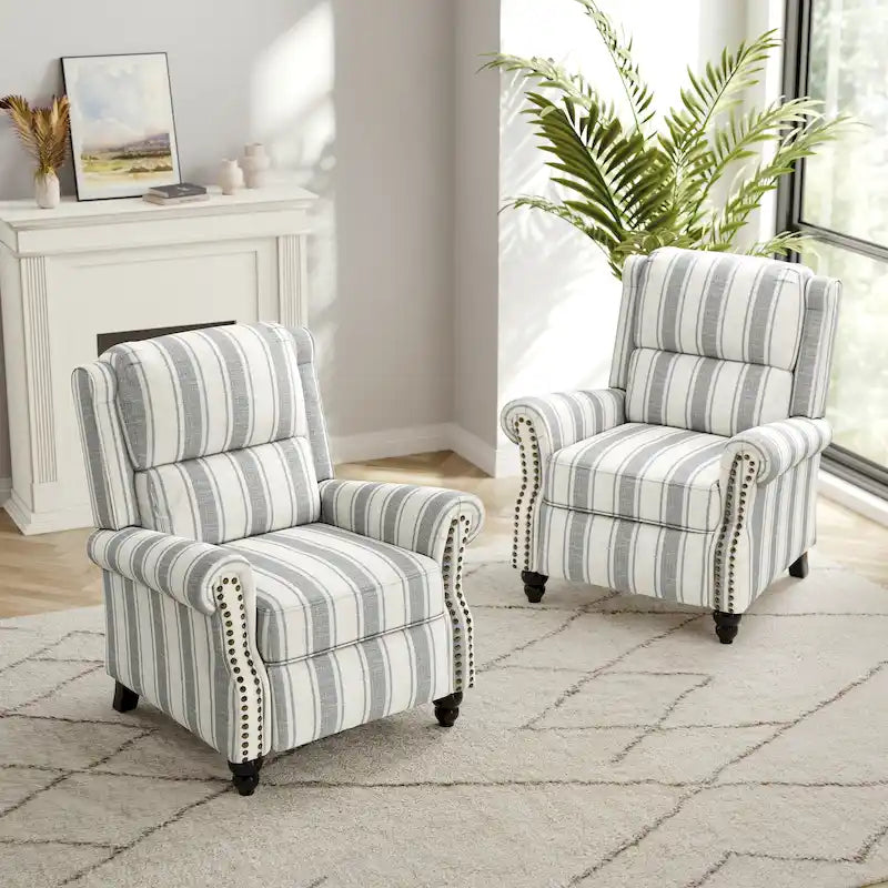 Set di 2 poltrone reclinabili con seduta imbottita e borchie decorative