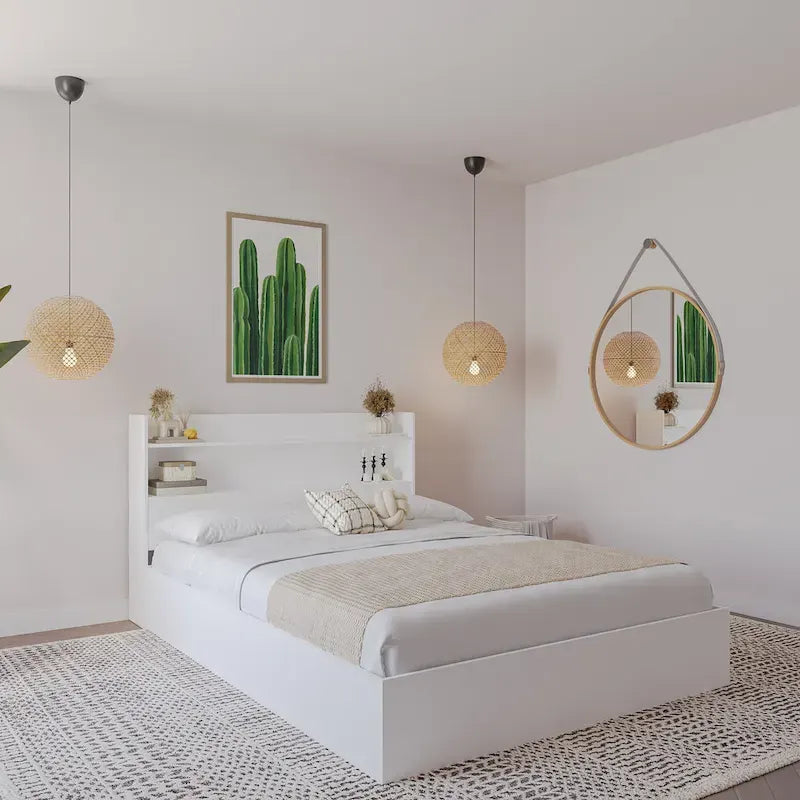 Letto con struttura a piattaforma Hunter con testiera