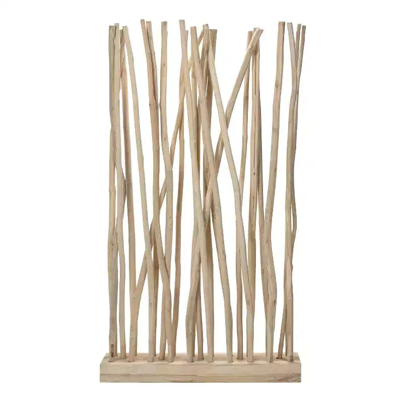 Paravent à panneau unique JONATHAN Y Tranquil, style bohème côtier, 39W x 68H, fabriqué à la main avec des branches de teck