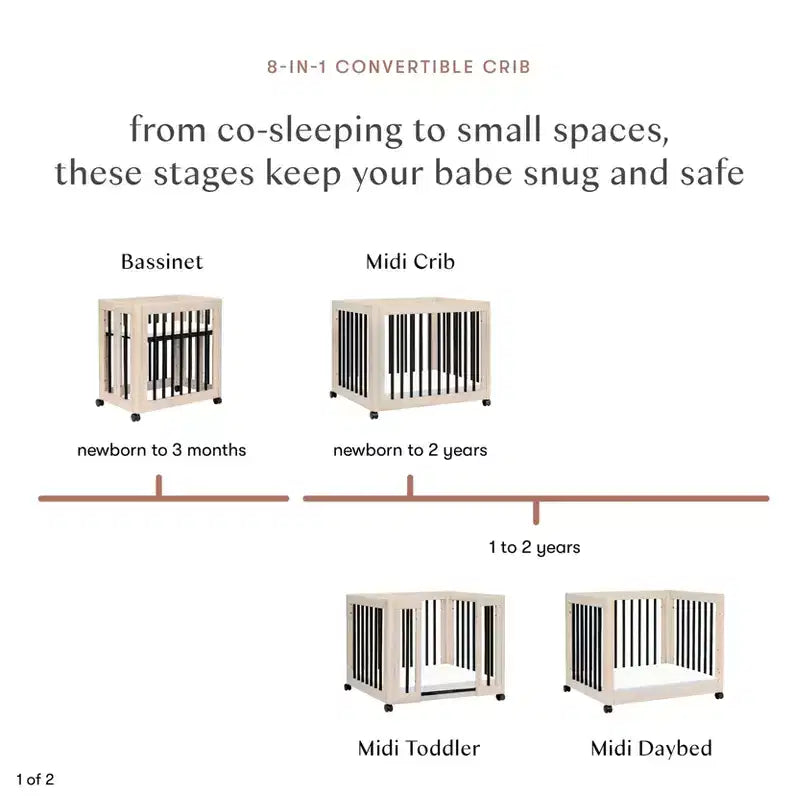 Lit bébé convertible Babyletto Yuzu 8-en-1 avec kits de conversion pour toutes les étapes
