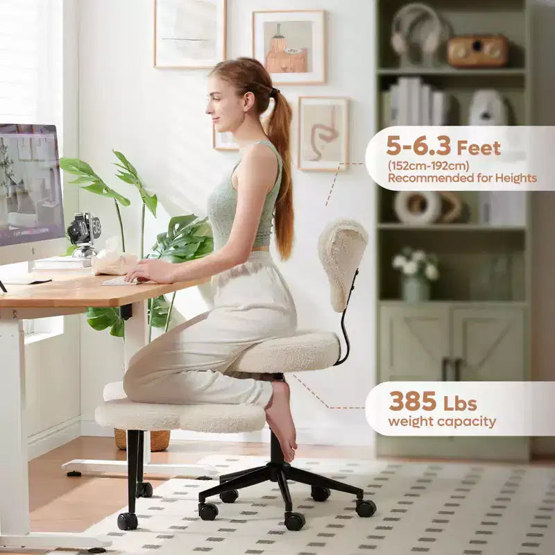 Sedia da ufficio ergonomica Pinmoco a gambe incrociate, sedia da meditazione regolabile in altezza, girevole a 360, con supporto lombare, per attività e ufficio, sedia per ADHD