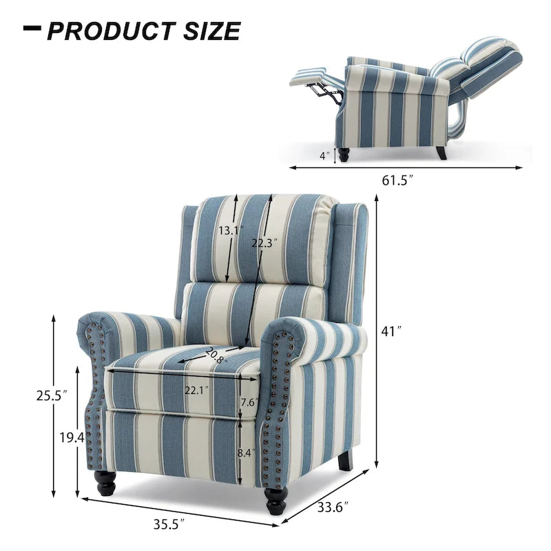 Set di 2 poltrone reclinabili con seduta imbottita e borchie decorative