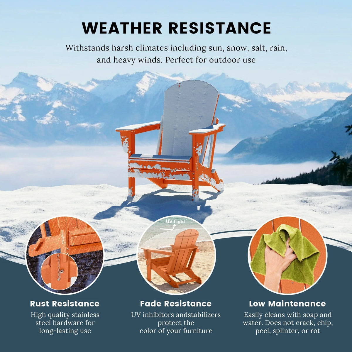 Polytrends Laguna Adirondack-Klappstuhl für die Terrasse, lichtecht und wetterbeständig