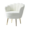 Fauteuil tonneau confortable avec pieds en métal doré, fauteuil d’appoint pour le salon