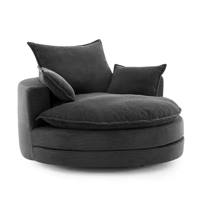 Fauteuil d’appoint pivotant à 360°, fauteuil tonneau rond pivotant avec coussin pour le salon