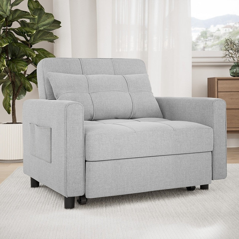 Divano letto trasformabile 3 in 1 con schienale regolabile, poltrona-divano estraibile, letto pieghevole convertibile per soggiorno
