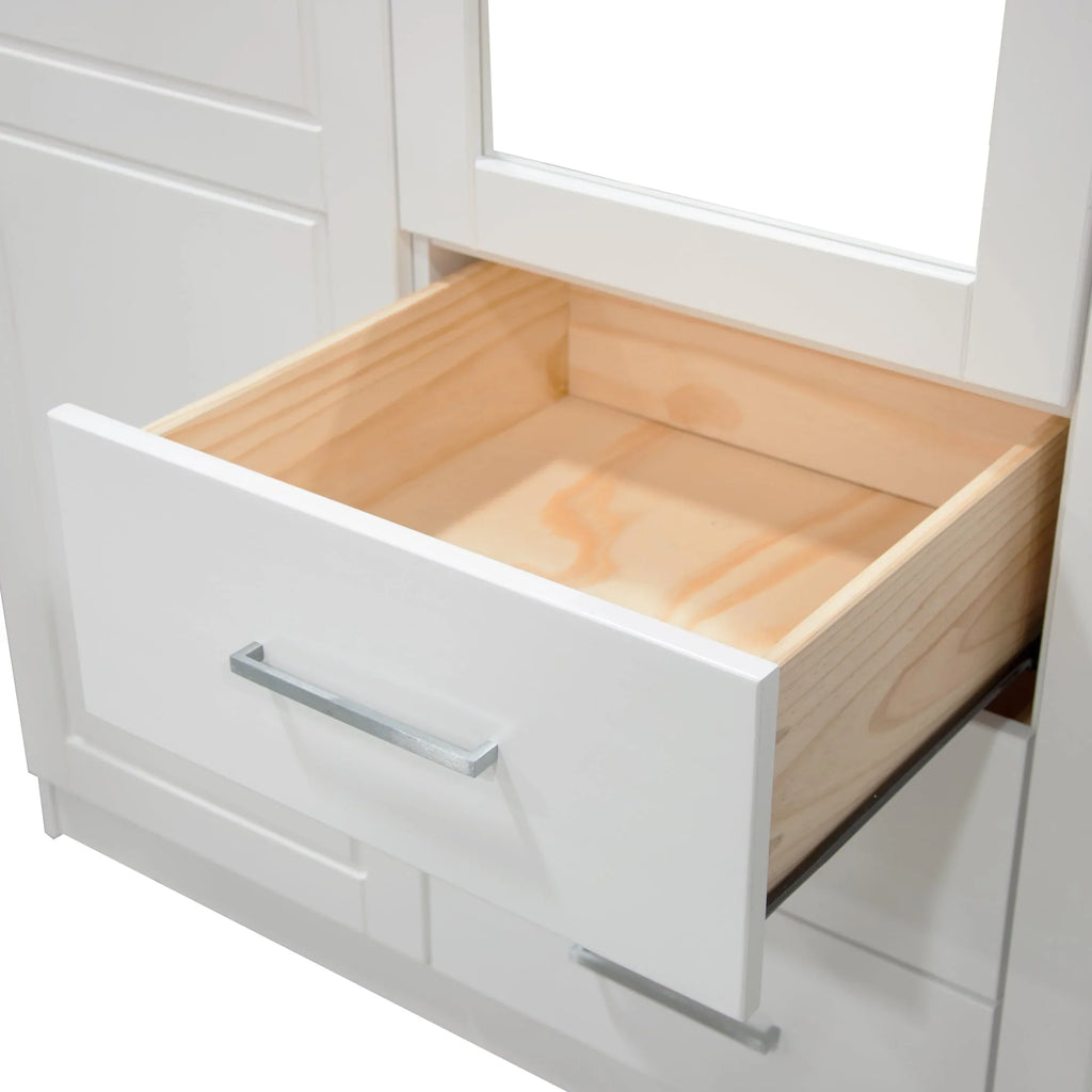 Palace Imports Cosmo Kleiderschrank mit 3 Türen aus 100 % Massivholz und Türen aus Massivholz oder mit Spiegel