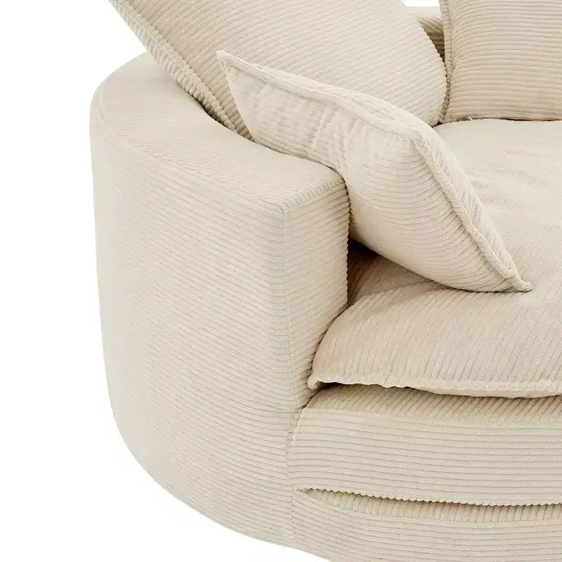 Fauteuil d’appoint pivotant à 360°, fauteuil tonneau rond pivotant avec coussin pour le salon