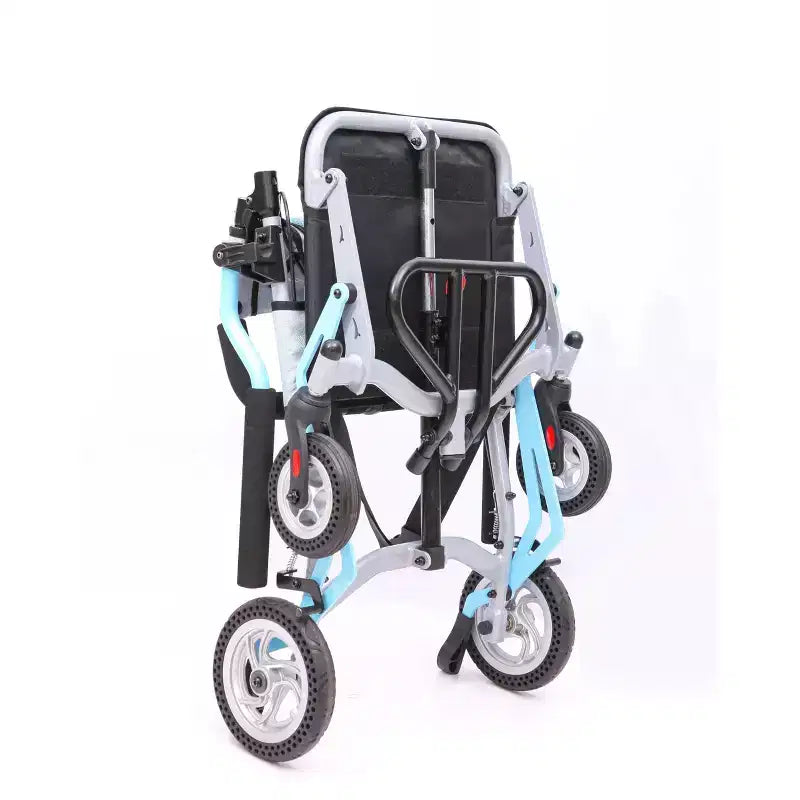 Fauteuil roulant de transport ultra léger pour personnes âgées, pliable et portable, avec frein à main verrouillable et accoudoirs rabattables amovibles