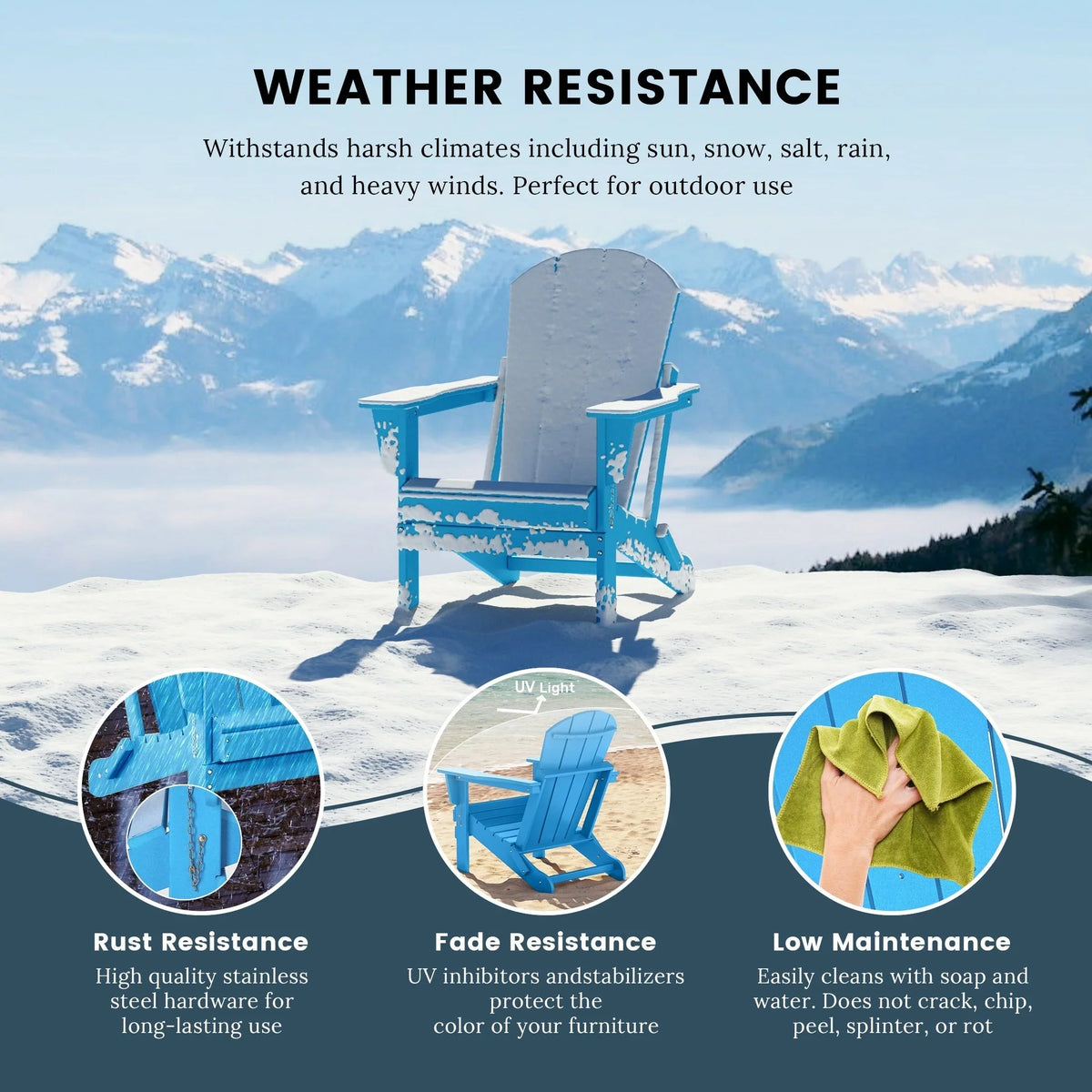 Polytrends Laguna Adirondack-Klappstuhl für die Terrasse, lichtecht und wetterbeständig