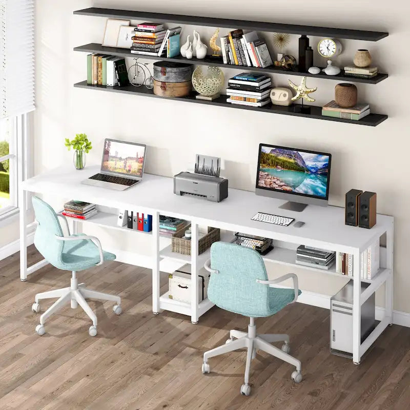 Bureau double pour deux personnes de 78.7, avec bibliothèque