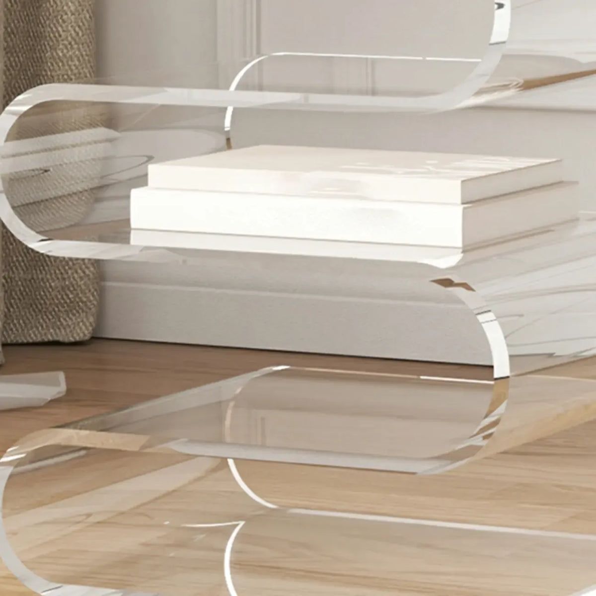 Table d’appoint contemporaine en acrylique en forme de S avec rangement