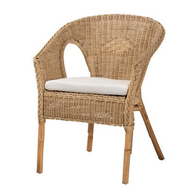 Baxton Studio Abbey moderne bohemische 3-delige set voor de woonkamer van natuurlijk bruin antiek rotan