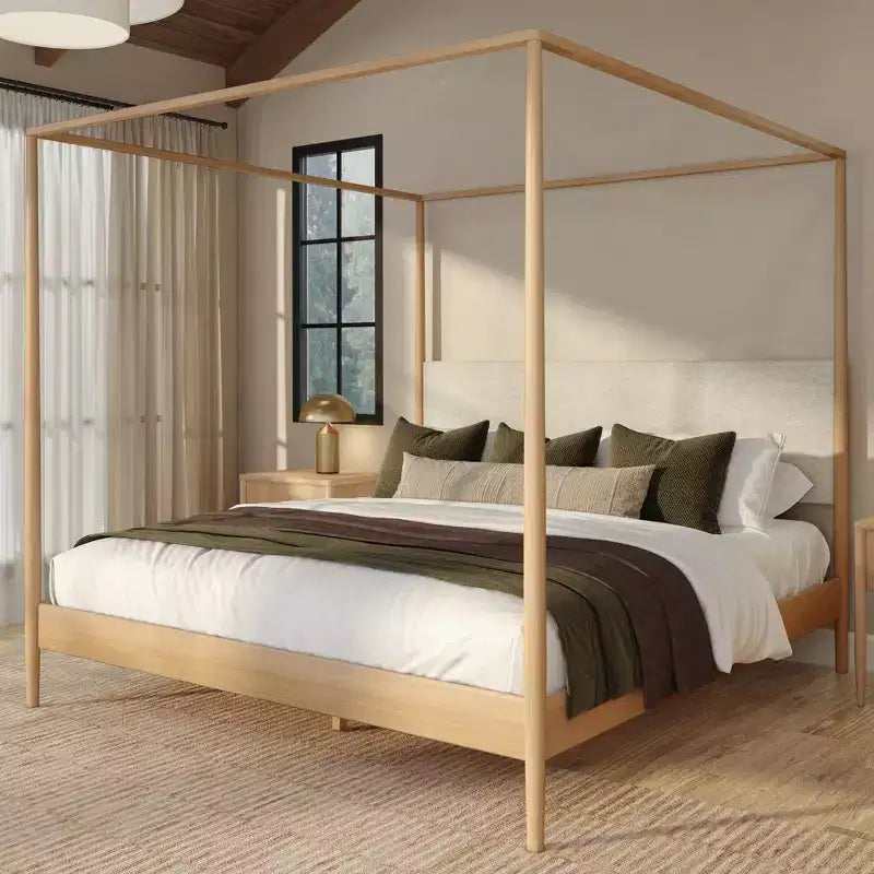 Harbor Himmelbett in King-Size mit gepolstertem Kopfteil, Blond/Swiss Coffee (MD2411-01)