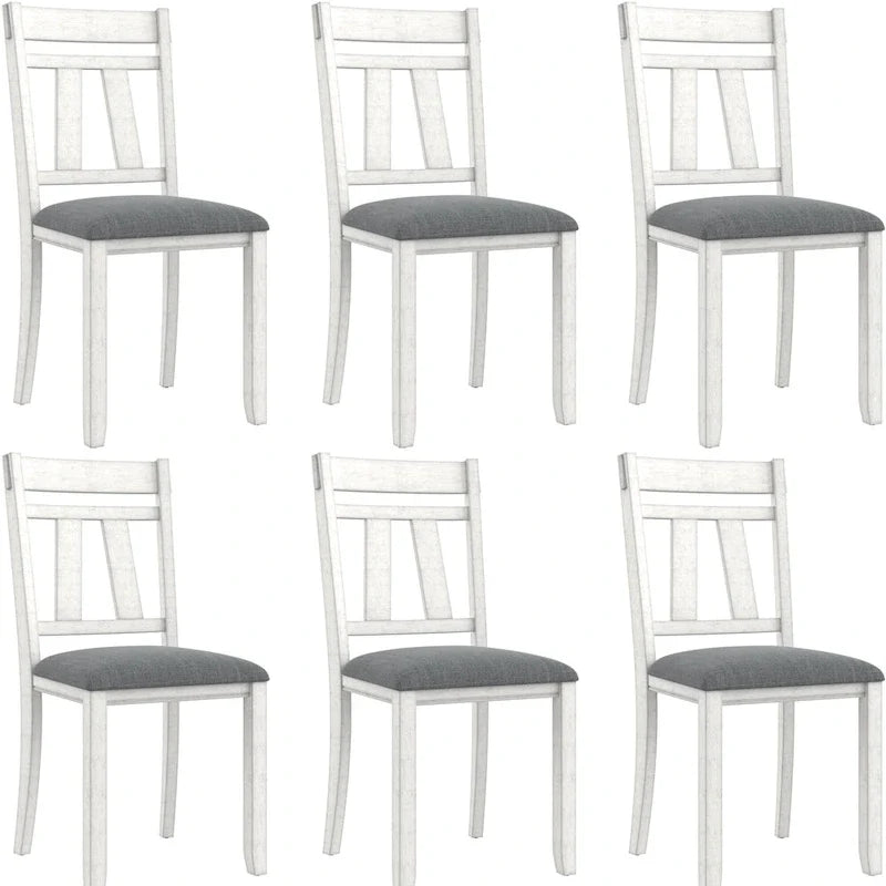 VECELO Esszimmerstühle aus Massivholz mit Sitzfläche aus Leinenstoff, 2er-/4er-/6er-Set