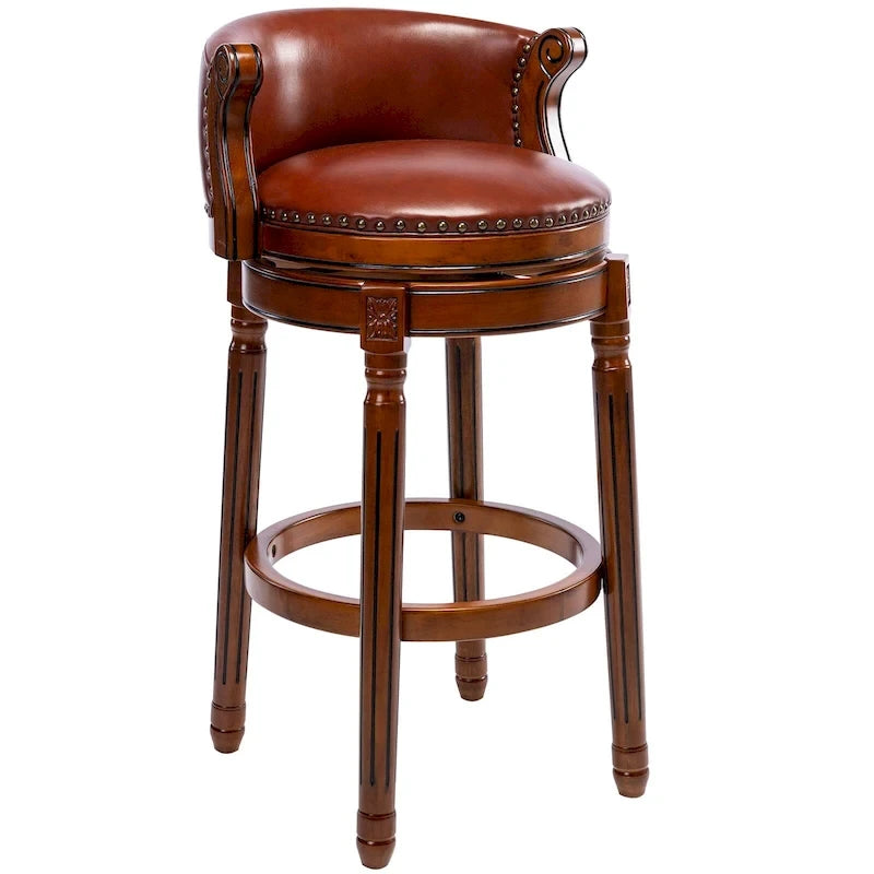 Tabourets de bar en cuir de vache et bois