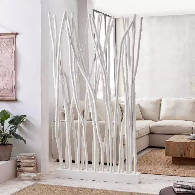 Paravent à panneau unique JONATHAN Y Tranquil, style bohème côtier, 39W x 68H, fabriqué à la main avec des branches de teck