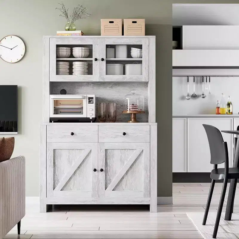 Dispensa da cucina con supporto per microonde, mobile a credenza con buffet e ripiani regolabili, per cucina e sala da pranzo