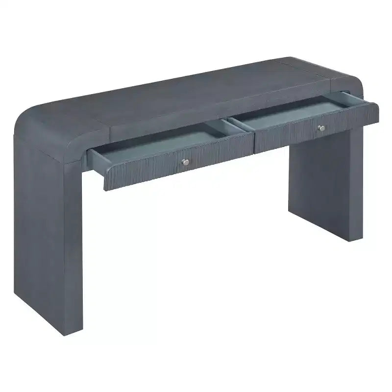 Tavolo consolle rustico Whisen, tavolo da ingresso e tavolino laterale con frontale del cassetto scanalato