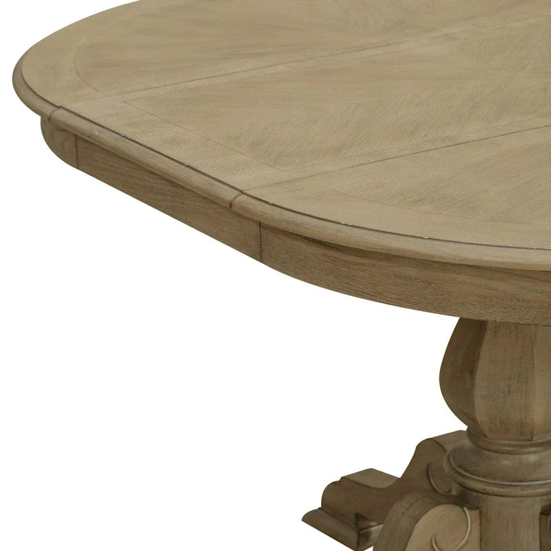 Tavolo da pranzo rotondo Magnolia Manor con base a colonna e prolunghe - 2 finiture