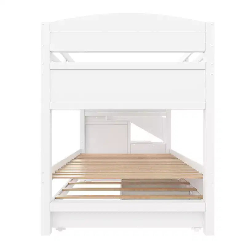Struttura letto a castello singolo Whisen XL con letto estraibile, letto a castello con contenitore, legno massello, scala contenitore, armadio, 3 cassetti, per bambini