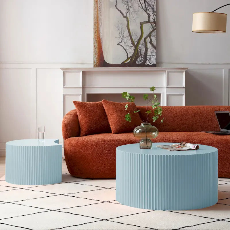 Set di tavolini rotondi da salotto impilabili, stile glam moderno (set da 2), non assemblato