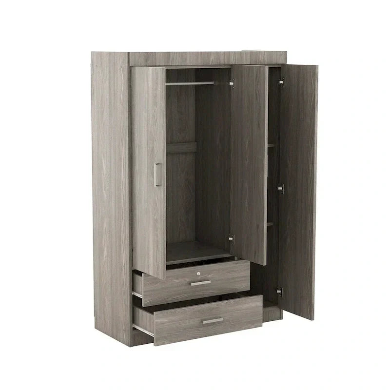 Armoire à 3 portes avec 2 tiroirs