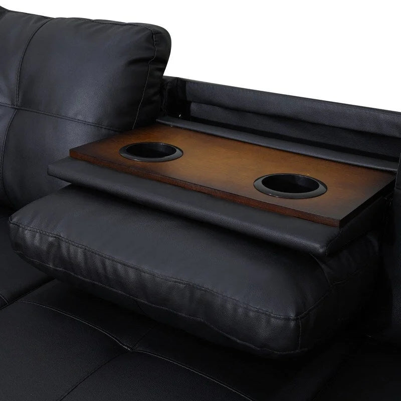 Set di divani moderno nero da 3 pezzi in similpelle e pelle sintetica: stile elegante per il soggiorno