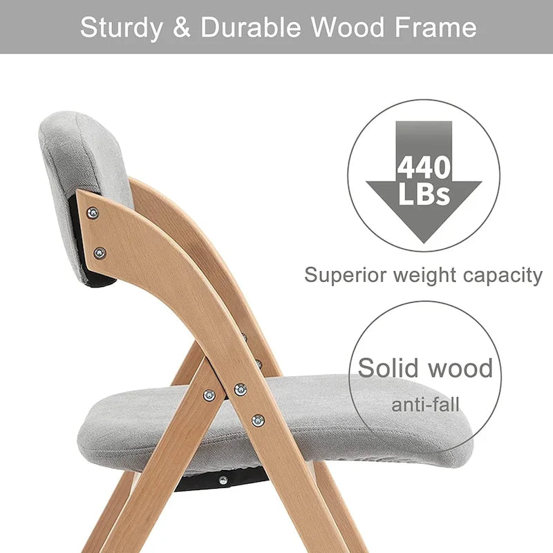 Chaises pliantes empilables en bois pour salle à manger avec assise rembourrée (lot de 4)