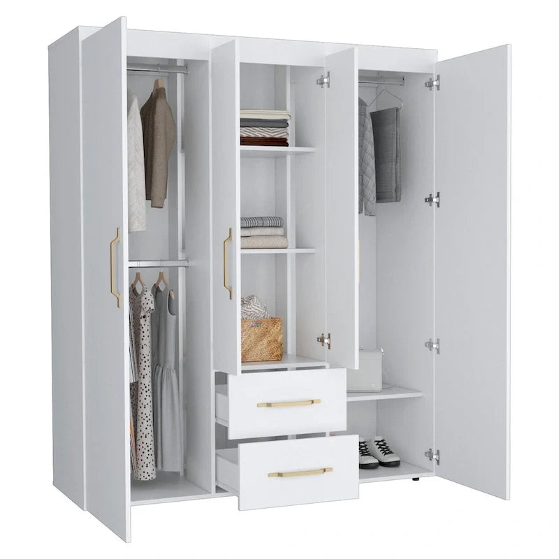 Kleiderschrank Bariloche mit Kleiderstangen, Regalböden und 2 Schubladen