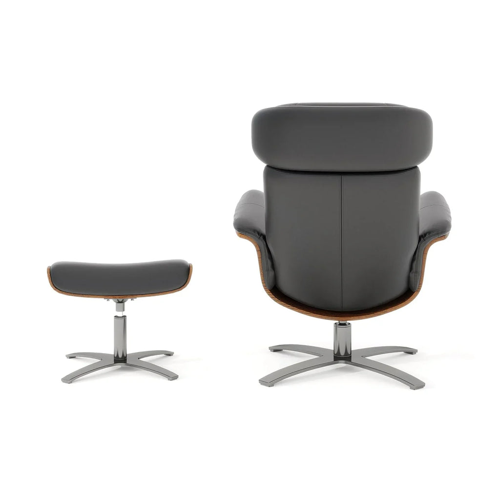 Fauteuil inclinable Jovan de 31.5 en cuir véritable avec ottoman