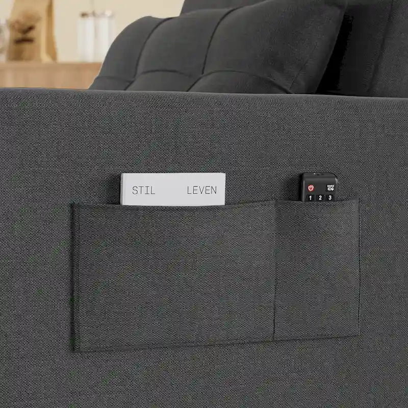 Fauteuil convertible 3-en-1 avec lit escamotable, canapé lounge rembourré convertible, réglable et pliable
