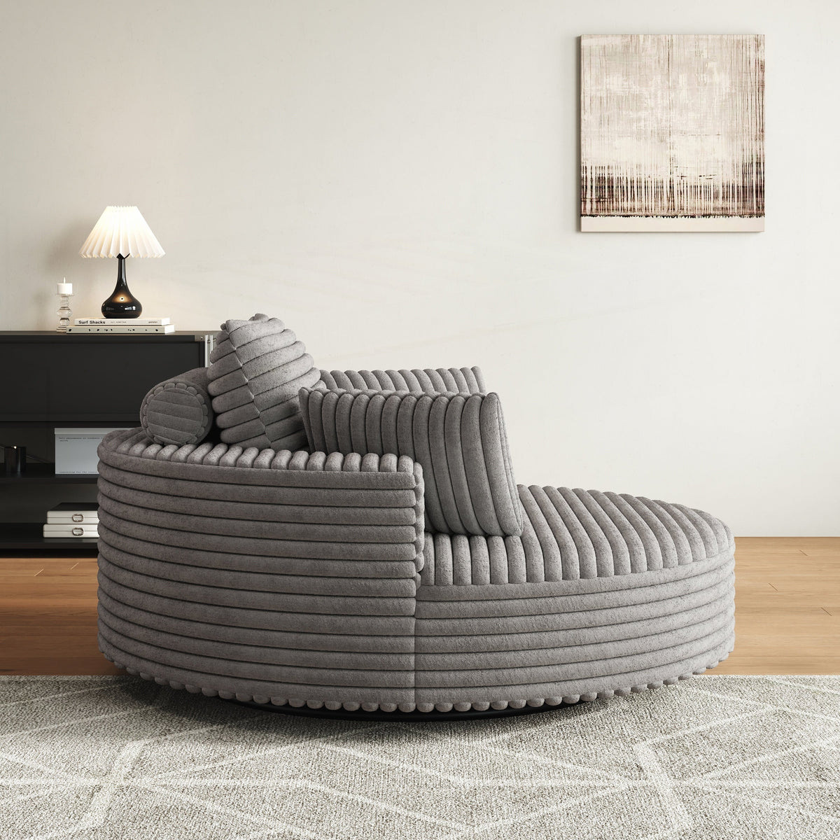 Einzelsessel mit Cord-Chenille-Bezug und Schaumstoffpolsterung, drehbar