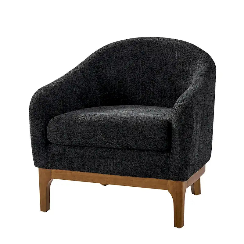 Fauteuil d’appoint moderne en tissu bouclé Augus avec pieds en bois massif par HULALA HOME