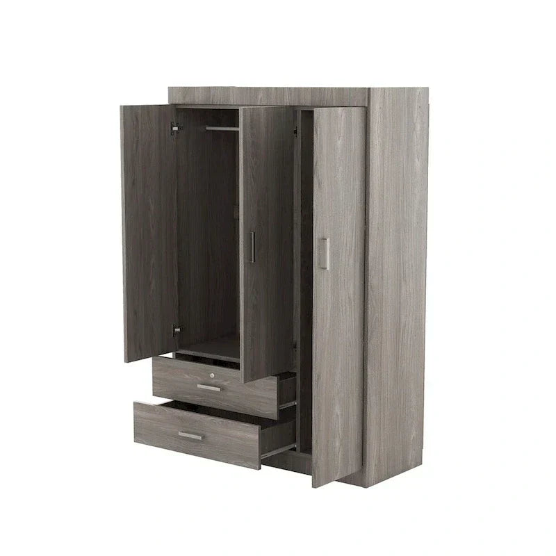 Armoire à 3 portes avec 2 tiroirs