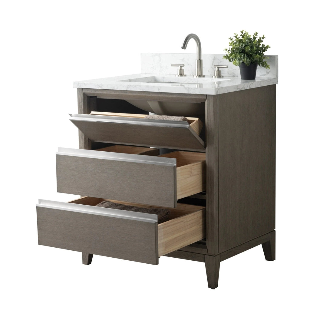 Meuble-lavabo de salle de bain Vanity Art avec lavabo en céramique et comptoir en marbre reconstitué